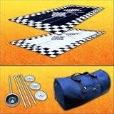 RV Patio Mat Awning Mat Outdoor Rug Trailer Mat Complete Kit 9x12 (Finish Line Flags)