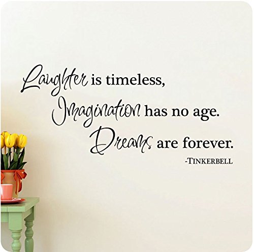 48″ Laughter is Timeless, Imagination Has No Age, Dreams Are Forever Tinkerbell Wall Decal Sticker Art Mural Home Décor Quote Lettering