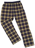 Adult Flannel Pants Elastic Waist No Fly Navy Blue and Gold Plaid