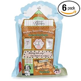 Becca's Barkery Ittty Bitty Cheese & Peanut Butter Dog Biscuits, 10-Ounce Bags (Pack of 6)
