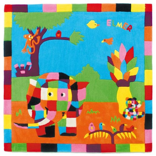 Childrens Toyshop  Toys : Elmer in the Jungle Handwoven Rug 120cm