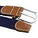 moonsix Braided Elastic Belts for Men,PU Leather Stretch Fabric Woven Web Belt,Style 1-Navy Blue