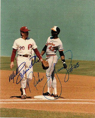 Autographed/Hand Signed 8x10 Photo Mike Schmidt & Mike Young Philadelphia Phillies