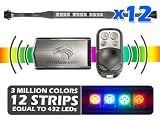 Premium 12 Strip 3 Million Color Remote Flexible Strip Accent Neon Kit for Motorcycle - Equal to 432 Leds