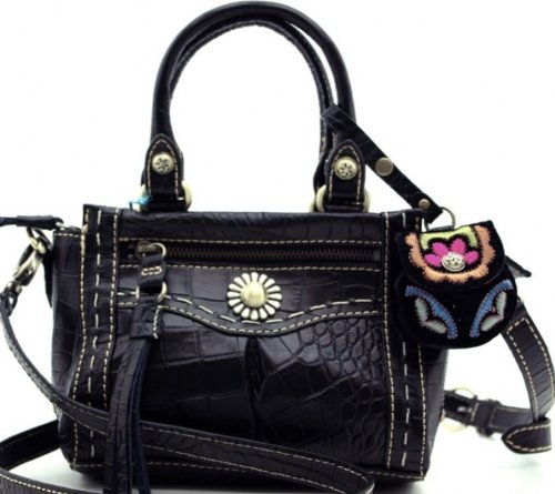 LEONTINE HAGOORT Tasche Handbag S CROCO LEATHER black