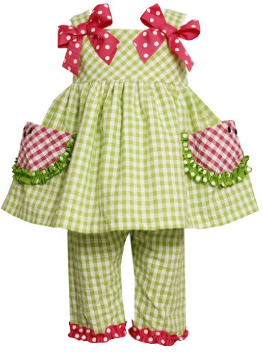 Bonnie Baby Baby-girls Infant Watermelon Pockets Seersucker Capri Set, Green, 18 Months