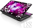 LSS 15 15.6 inch Laptop Notebook Skin Sticker Cover Art Decal Fits 13.3" 14" 15.6" 16" HP Dell Lenovo Apple Asus Acer Compaq (Free 2 Wrist Pad Included) Purple Butterfly Floral
