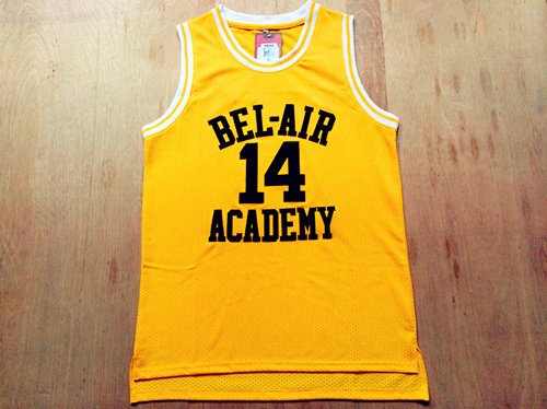 Fresh Prince Jersey 14 Will Smith Jersey Yellow Bel-Air Academy Basketball Jerseys Stitched (Golden, X-Large)