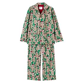 Nick & Nora Boys Flannel Pajamas in Santa Sock Monkeys