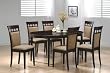 7pc Contemporary Cappuccino Finish Solid Wood Dining Table Chairs Set