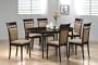 7pc Contemporary Cappuccino Finish Solid Wood Dining Table Chairs Set
