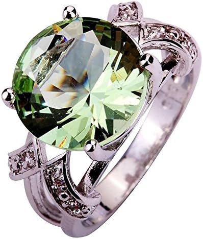 Psiroy 925 Sterling Silver Grace Womens Band Charms Gorgeous 12mm*12mm Round Cut Green amethyst CZ Filled Ring