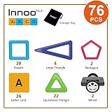Magnetic Building Blocks | 76 Pieces | Let Your Kid Learn Colors and Shapes through Play | Instruction Booklet and Storage Bag Included | Creative and Educational Gift for Kids