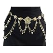 Sexy Brass Hip Chain with Loops and Coins, Fits waist or hips 32" - 38". Chain Link Belt for Belly Dancing or Casual Wear