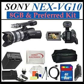 Brand New Sony NEX-VG10 Interchangeable Lens Handycam Camcorder with 18-200mm OSS Lens + Preferred Accessory Package