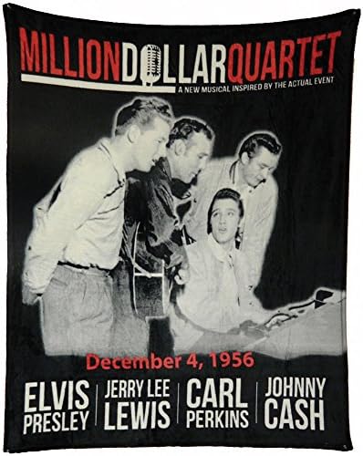 Presley Cash Lewis &amp; Perkins B&amp;W Photo Million Dollar Quartet Throw Blanket