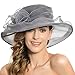 Acediscoball Women's Sheer Wide Brim Sun Party Church Wedding Floral Organza Hat