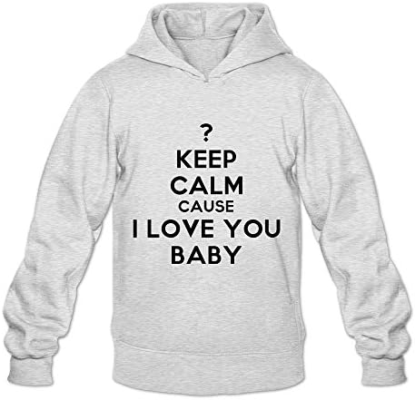 LINEINKE Keep Calm Cause I Love You Baby Sweatshirt Hoodie For Men Ash