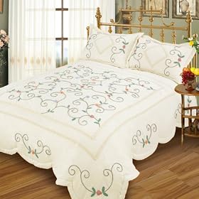 Blancho Bedding - [Chained Love] Hand-Appliqued Quilt Set with 25.3 OZ filling (Full/Queen Size)