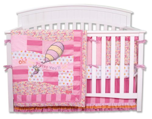 Trend Lab Dr. Seuss 4 Piece Crib Bedding Set - Oh! the Places You'll Go! Pink product image