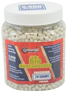Crosman Biodegradable AirSoft BBs (5000 .20G 6mm, White BBs)