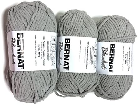 3 Skeins Bernat Blanket Yarn Pale Grey 5.3 Ounce Skeins
