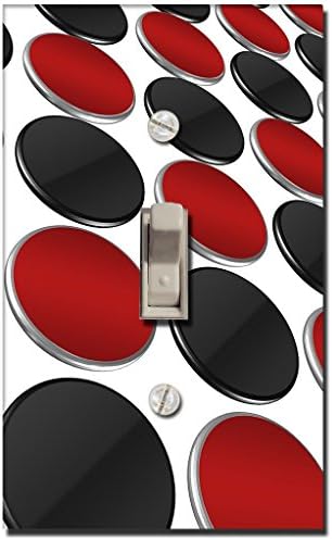 HDArt Single Toggle Art Deco Switch Plate Cover - Red And Black Backgammon Pieces