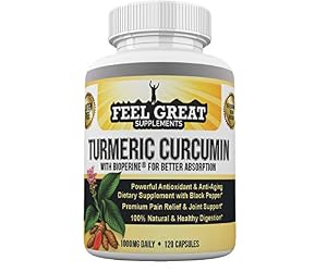 Organic Turmeric Curcumin Capsules with Bioperine®(Black Pepper Extract), Joint Supplement for Joint Pain Relief and Support, 100% Pure Turmeric and Curcumin Root Powder, 1000 mg, 60 day supply