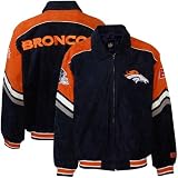 Denver Broncos Navy Blue Pig Split Suede Full Zip Varsity Jacket