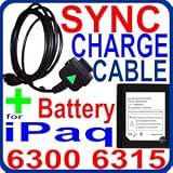 USB Sync & Charger Cable + Battery for HP iPaq 6300 6310 6315 6320 6325 6330 6335 6340 PDAs