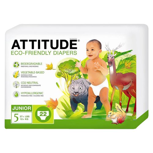 ATTITUDE Eco-Friendly Baby Diapers - Size 5 (88 Count)