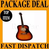 Full Size Acoustic Guitar Package Pack Outfit Sunburst Beginner Dreadnought Steel String – Includes Strap, bag, Set of strings, pick, pitch pipe and FREE DVD *NEW*