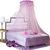 New Stylish Round Lace Curtain Dome Bed Canopy Netting Princess Mosquito Net Purple