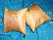 2 Peach Floral Silk Sari Toss Cushion Pillow Covers 16