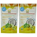 Happy Family オーガニック 赤ちゃん～幼児向け 野菜＆フルーツ＆ココナッツミルク スナック (リンゴ&ほうれん草＆えんどう豆＆キーウィ味)(1oz x 2袋)[海外直送品]