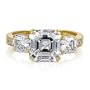 14K Yellow Gold Vermeil 3-Stone Asscher-Cut Cubic Zirconia CZ Ring - Women's Engagement Wedding Ring Size 9