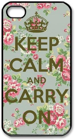 Creative you own phone case-- Design Keep Calm and Carry On Floral 100% Plastic Case for iPhone4 iPhone4S