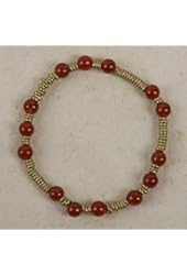 Stretch Bracelet - Brass and Carnelian Beads