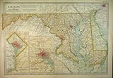 c1902 MAP MARYLAND DELAWARE AMERICA WASHINGTON