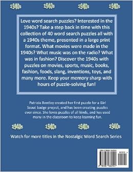 Nostalgic Large Print Word Search: The 1940s: Patricia Bentley ...