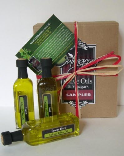 Mediterranean Blend Mini Sampler - Three 2-oz Bottles: Tuscan Herb, Basil, and Garlic Olive Oil