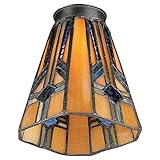 Monte Carlo G838 2-1/4-Inch Neck Glass Shade, Leaded Tiffany Geometric