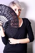 Renaissance Lace Hand Fan Large Black