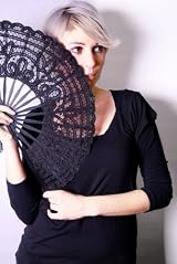 Renaissance Lace Hand Fan Large Black