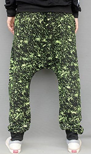 Miper Men's Baggy Green Scrawl Cool Hip-pop Dance Loose Pant Haram 3XL