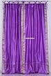 Tie Top Lavender Silk Sari fabric Drapes, Panels, Curtains