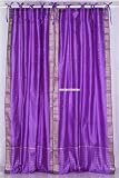 Tie Top Lavender Silk Sari fabric Drapes, Panels, Curtains