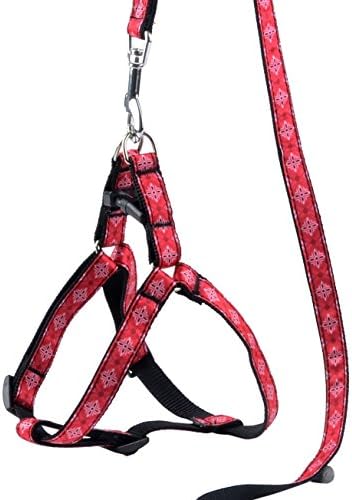 Playpaw No Pull Classic Solid Dog Harness Training Walking Adjustable with Leash Polyester Nylon Red Small