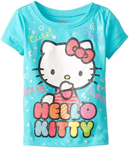 Hello Kitty Little Girls' Fashionable Graphic T-Shirt, Blue Curacao, 3T
