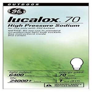 GE 26422 70-Watt LUCALOX70 HID High Pressure Sodium Medium Base Light Bulb, 1-Pack